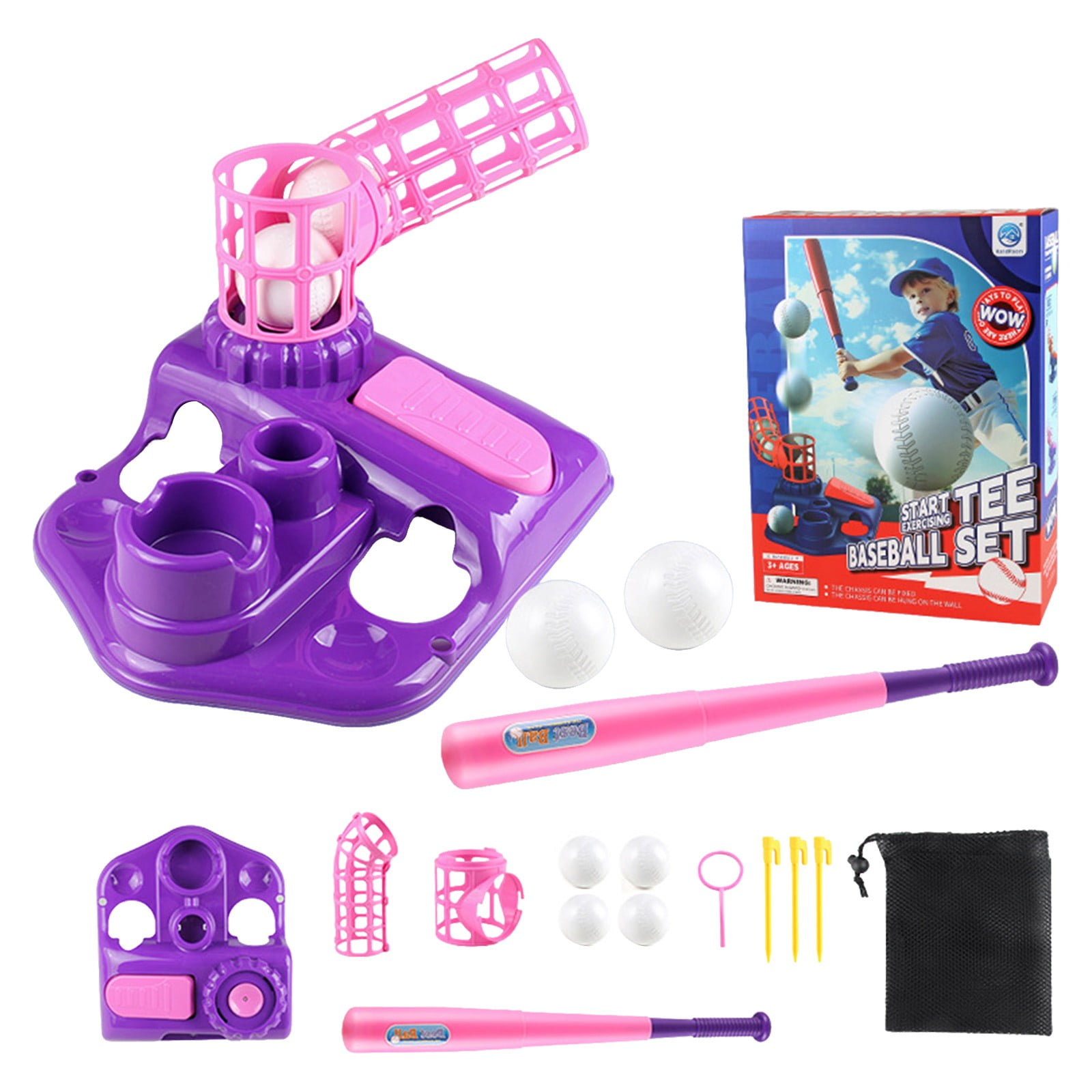 Kids Baseball Tee Set with Adjustable Height, Includes Bat, Balls, and Carry Bag for Outdoor Sports Fun