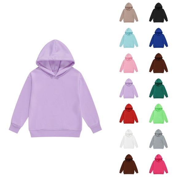 Kids Basic Hoodie Fall Winter Long Sleeve Casual Plain Hooded Sweatshirt for Boys Girls Children Pullover Tops