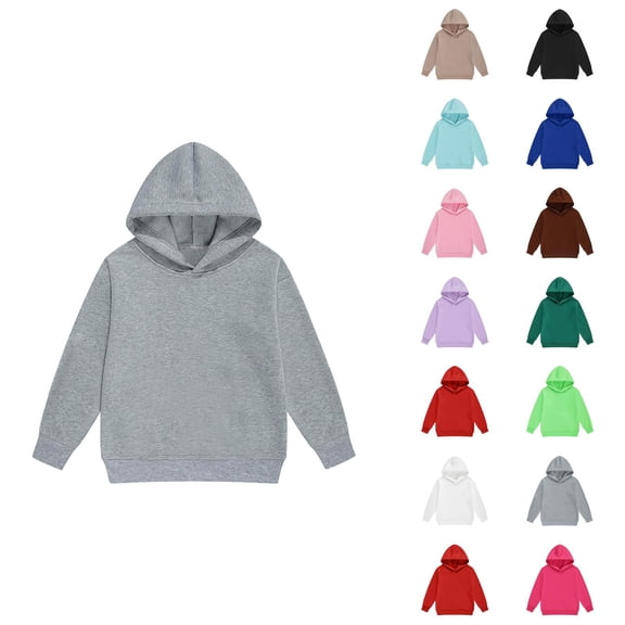 Kids Basic Hoodie Fall Winter Long Sleeve Casual Plain Hooded Sweatshirt for Boys Girls Children Pullover Tops