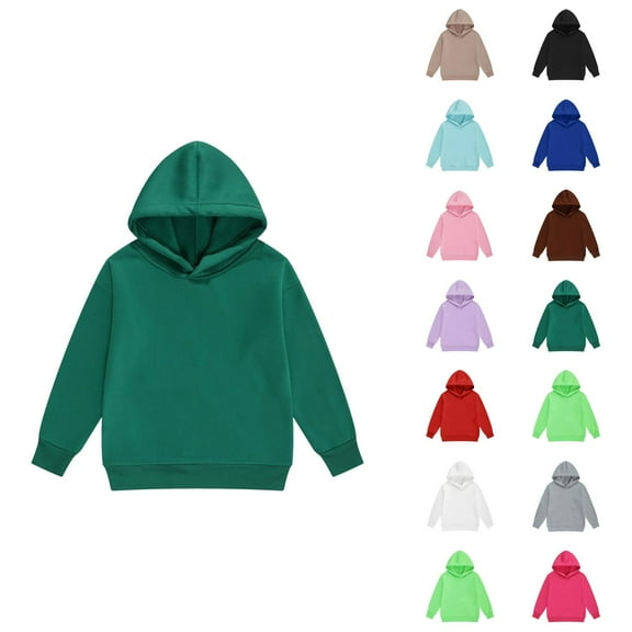 Kids Basic Hoodie Fall Winter Long Sleeve Casual Plain Hooded Sweatshirt for Boys Girls Children Pullover Tops