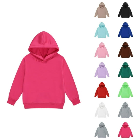 Kids Basic Hoodie Fall Winter Long Sleeve Casual Plain Hooded Sweatshirt for Boys Girls Children Pullover Tops