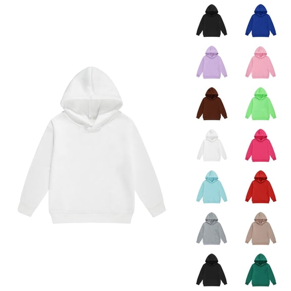 Kids Basic Hoodie Long Sleeve Fall Winter Casual Plain Hooded Sweatshirt for Boys Girls Children Pullover Tops