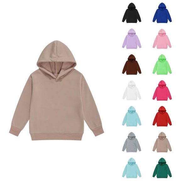 Kids Basic Hoodie Long Sleeve Fall Winter Casual Plain Hooded Sweatshirt for Boys Girls Children Pullover Tops