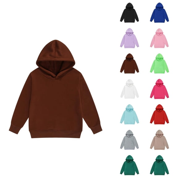 Kids Basic Hoodie Long Sleeve Fall Winter Casual Plain Hooded Sweatshirt for Boys Girls Children Pullover Tops