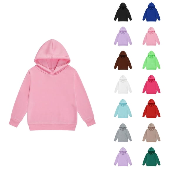 Kids Basic Hoodie Long Sleeve Fall Winter Casual Plain Hooded Sweatshirt for Boys Girls Children Pullover Tops