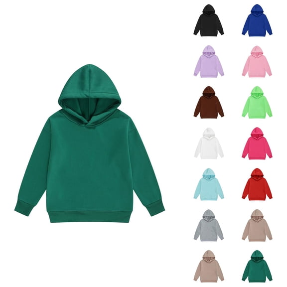Kids Basic Hoodie Long Sleeve Fall Winter Casual Plain Hooded Sweatshirt for Boys Girls Children Pullover Tops