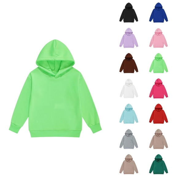 Kids Basic Hoodie Long Sleeve Fall Winter Casual Plain Hooded Sweatshirt for Boys Girls Children Pullover Tops