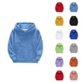 thumbnail image 1 of Kids Basic Hoodies Fall Winter Long Sleeve Warm Plain Hooded Sweatshirt with Pockets for Boys Girls Pullover Tops, 1 of 1