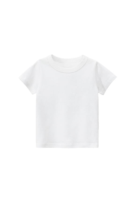 Kids Basic Solid Color T-Shirt, Boys Girls Short Sleeve Crew Neck Tee, Casual Summer Cotton Blend Top(White,4 Years)