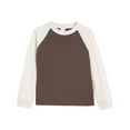 thumbnail image 1 of Kids Basic Sweatshirt Crewneck Raglan Long Sleeve Coloblock Tops for Boys Girls 1-15 Years Layering Pullovers (12 Years, Beige), 1 of 5