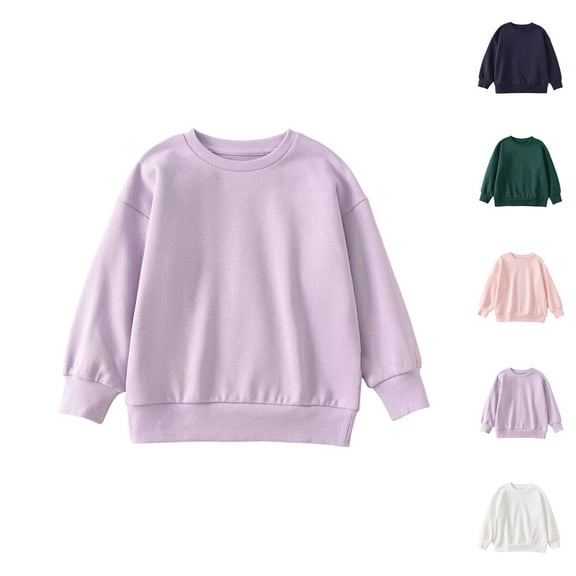 Kids Basic Sweatshirts Fall Winter Long Sleeve Crewneck Casual Plain Sweatshirt for Boys Girls Pullover Tops