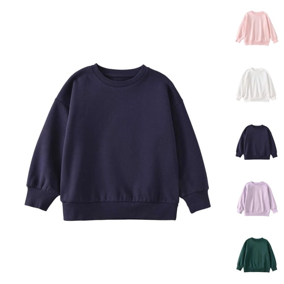 Kids Basic Sweatshirts Long Sleeve Fall Winter Crewneck Casual Plain Sweatshirt for Boys Girls Pullover Tops