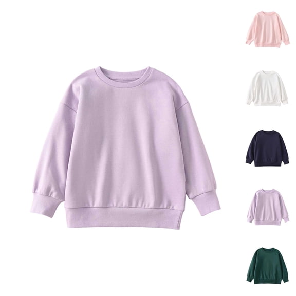 Kids Basic Sweatshirts Long Sleeve Fall Winter Crewneck Casual Plain Sweatshirt for Boys Girls Pullover Tops