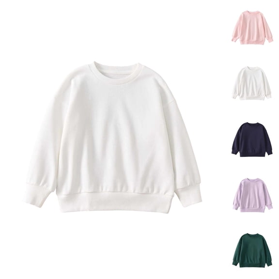 Kids Basic Sweatshirts Long Sleeve Fall Winter Crewneck Casual Plain Sweatshirt for Boys Girls Pullover Tops