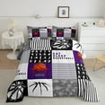 thumbnail image 1 of Basketball Comforter Set Full,Eat Sleep Basketball Bedding Teens,Sports Game Bedding Comforter Sets,Geometric Patchwork Duvet Insert with 2 Pillowcases Warm,Purple Black, 1 of 5