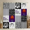 thumbnail image 1 of Basketball Curtains 42x90,Eat Sleep Basketball Blackout Curtains Teens,Sports Game Curtains & Drapes,Geometric Patchwork Window Curtains 2 Panels Bedroom Decor,Purple Black, 1 of 6