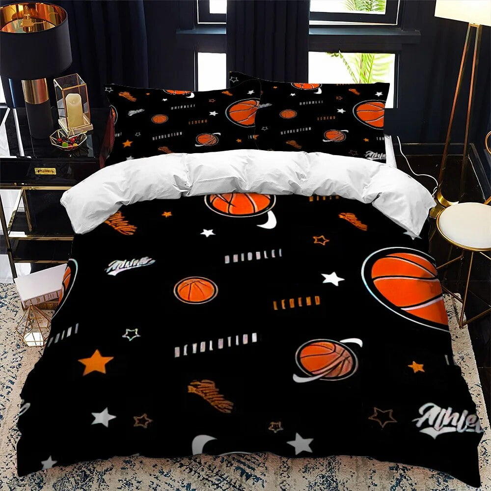 Kids Basketball Duvet Cover Set 3D King Size Cool Sport Theme for Kids