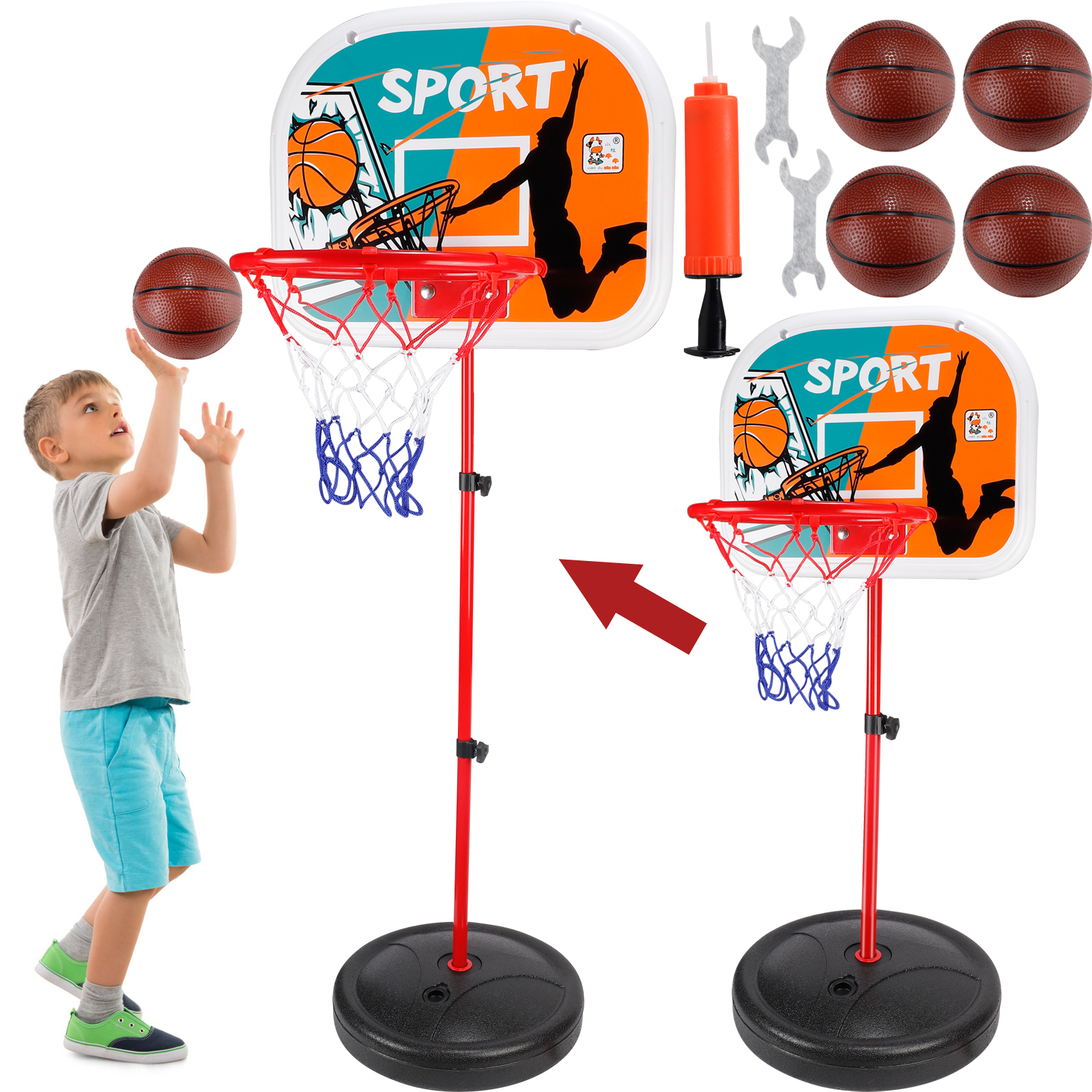 Kids Basketball Hoop Stand Adjustable Height Indoor Basketball Hoop