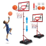 Kids Basketball Hoop Adjustable Height 3.01FT-5.64FT, Mini Toddler Basketball Hoop for Kid Boys, Basketball Goal Toys Outdoor Indoor, Boys Girls Toy Gifts for 3 4 5 6 7 8