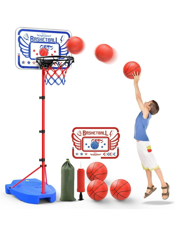 Kids Basketball Hoop, Adjustable Toddler Basketball Hoop Toy for Kids Indoor Outdoor Mini Portable Basketball Goals, Sport Game Gifts for Age 3 4 5 6 7 8 9 Boys Girls