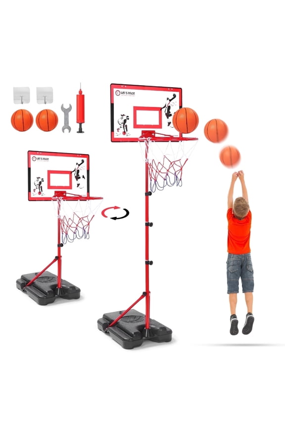 Kids Basketball Hoop for Age 3-5 6-8, Toddler Basketball Hoops Adjustable Height 3ft-5.64ft, Indoor Outdoor Mini Basketball Hoop Goal & Backboard Ball Games Toys for Girl Boy