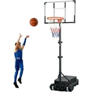 Kids Basketball Hoop Outdoor 4.82-8.53ft Adjustable, Portable Basketball Hoops & Goals for Kids/Teenagers/Youth in Backyard/Driveway/Indoor, with Enlarged Base and PC Backboard