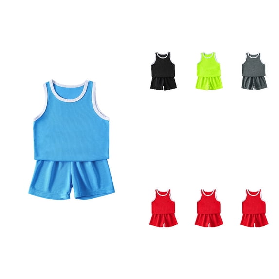 Kids Basketball Boys Quick Dry Tank Tops and Mesh Shorts Soccer Set Sport Training Uniforms Summer Sports Outfit 5-6 Years