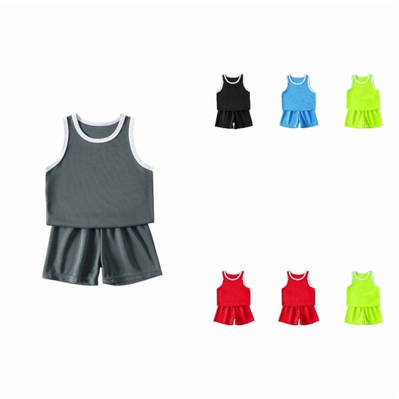 Kids Basketball Boys Quick Dry Tank Tops and Mesh Shorts Soccer Set Sport Training Uniforms Summer Sports Outfit 5-6 Years