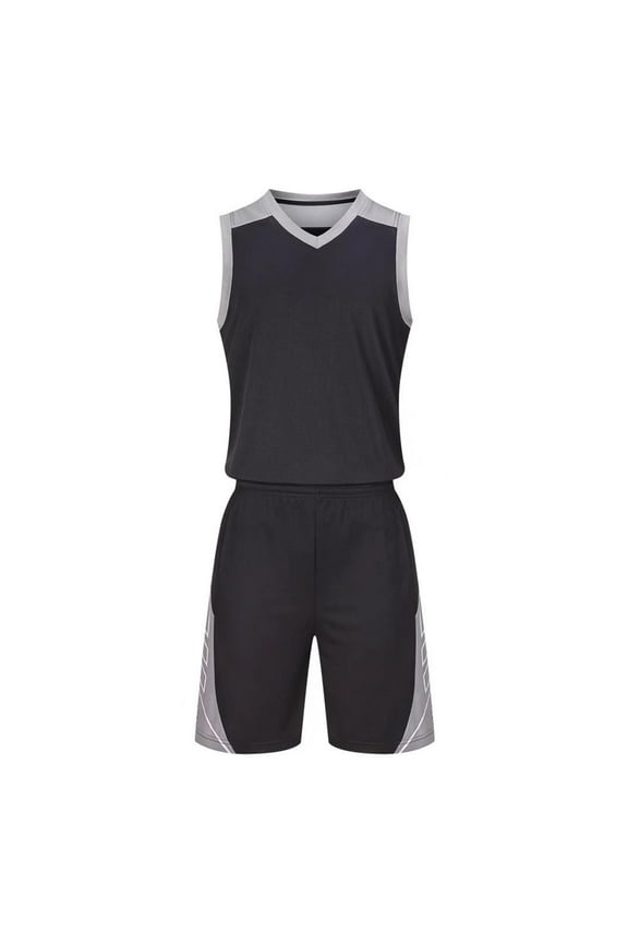 Kids Basketball Jerseys Outfits Boys Summer Tracksuit 2 Piece Training Uniform Sets Active Performance Tank Tops Black, 11 Years
