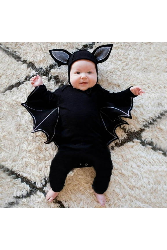 Kids Bat Costume Halloween Bat Outfits Infant Romper Jumpsuit With Hat Halloween Costume 6-12 Months