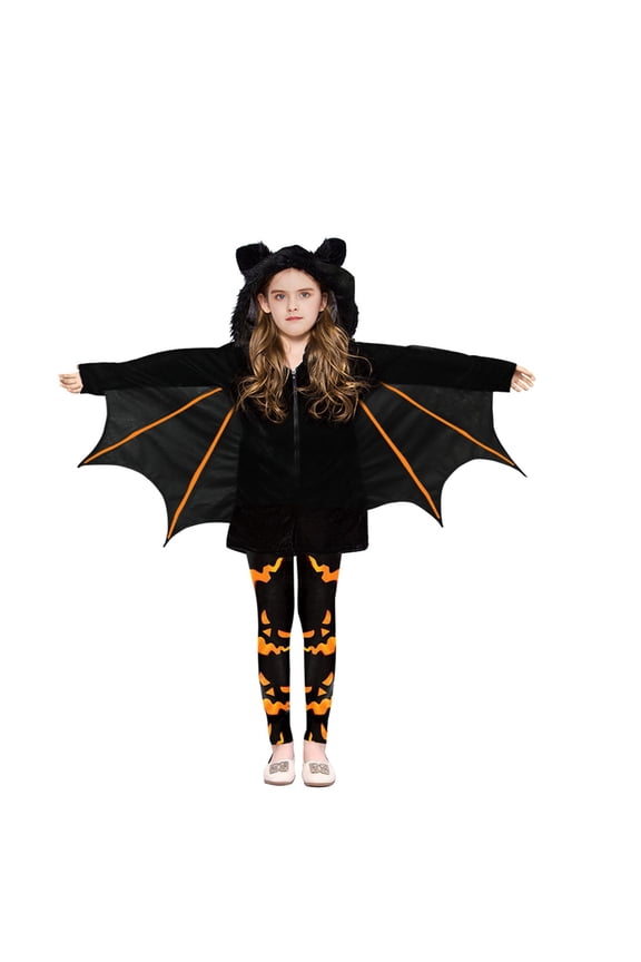 Kids Bat for Girls Long Sleeve Hooded Jumpsuit Halloween Outfit Party Clothes Size 3-13 Years
