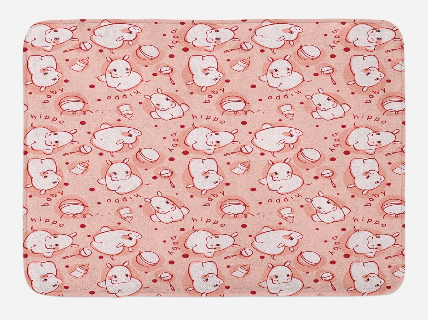 Ambesonne Hippo Chair Cushions Set Of 8 - Fun Animal Print Seat Pads With Anti-Slip Backing, 16x16 Inches