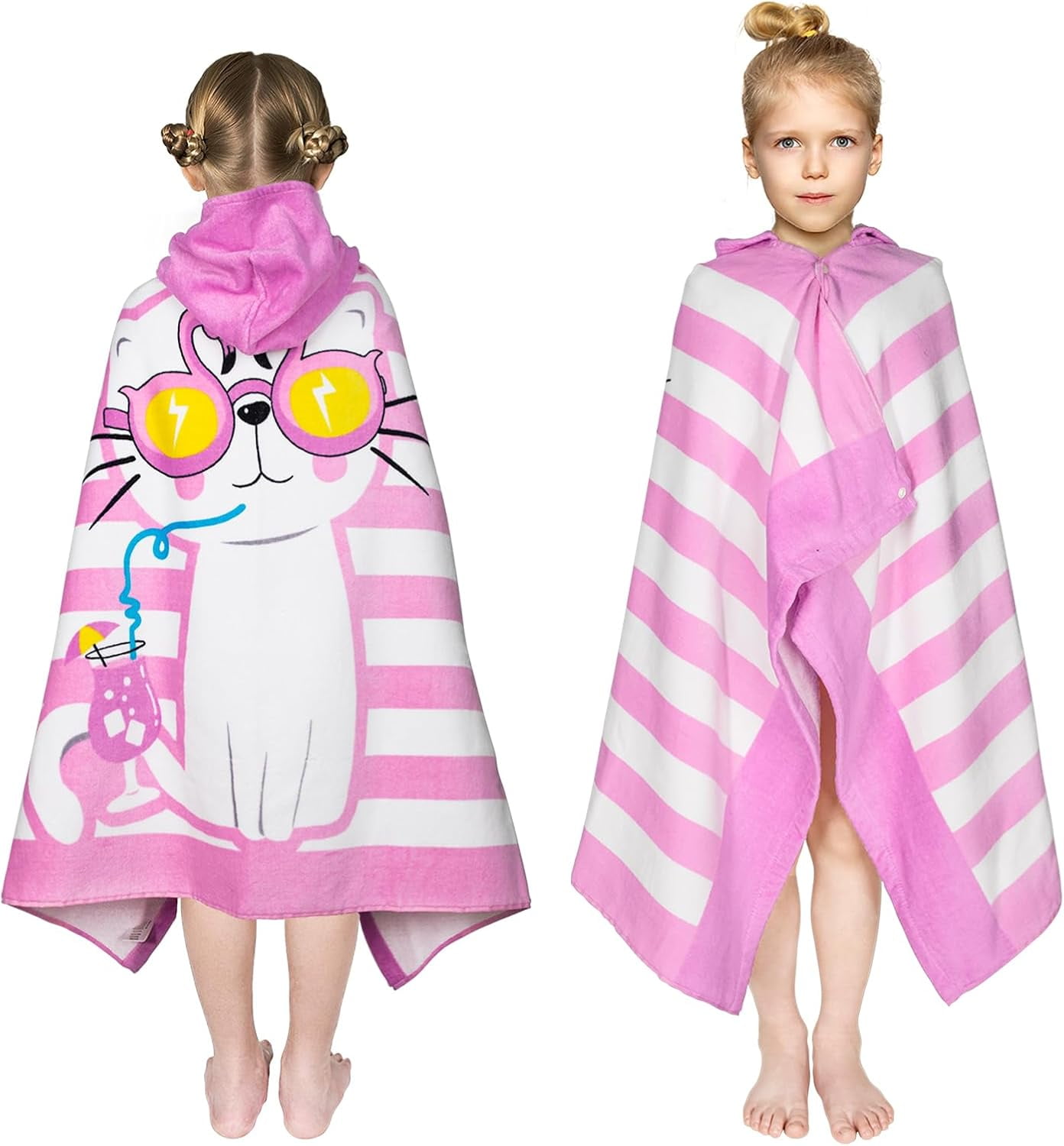 Kids Bath Towels Cartoon Cat Girls Bath Towels 50" x 30" Bath Towels ...