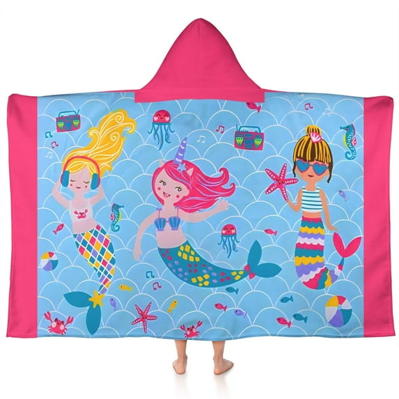 Kids Bath Towels Cartoon Girls Bath Towels 50" x 30" Bath Towels for Girls Kids Hooded Bath Towel Purple Mermaid Bath Towels for Kids Rainbow Girls Bath Towels for Big Kids 8-10 Bath Towels for Girls