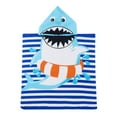thumbnail image 1 of Kids Bath and Beach Hooded Towel Cartoon Wrap,24" x 48", Blue Striped Shark, 1 of 6