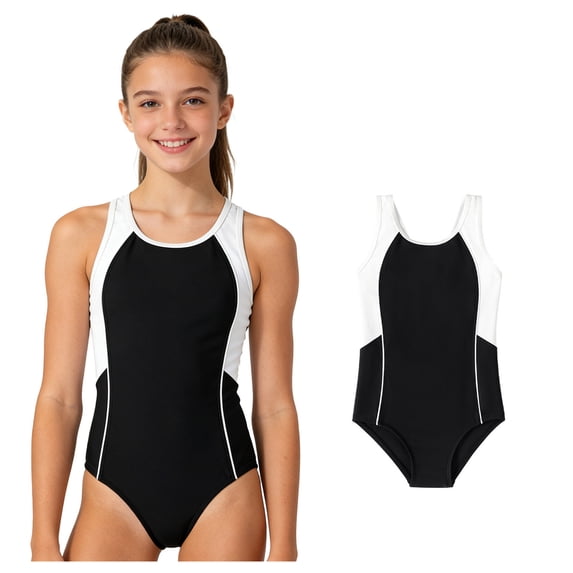 Kids Bathing Suits Girls Color Block Swimsuit Girls 1 Piece Swimsuit Swim Suits for Girls 2XL