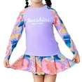 thumbnail image 1 of Kids Bathing Suits Girls Long Sleeve Rash Guard Plus Size Floral Swimwear Sun Summer Bathing Suit Skirt Beachwear Set Purple,160, 1 of 5