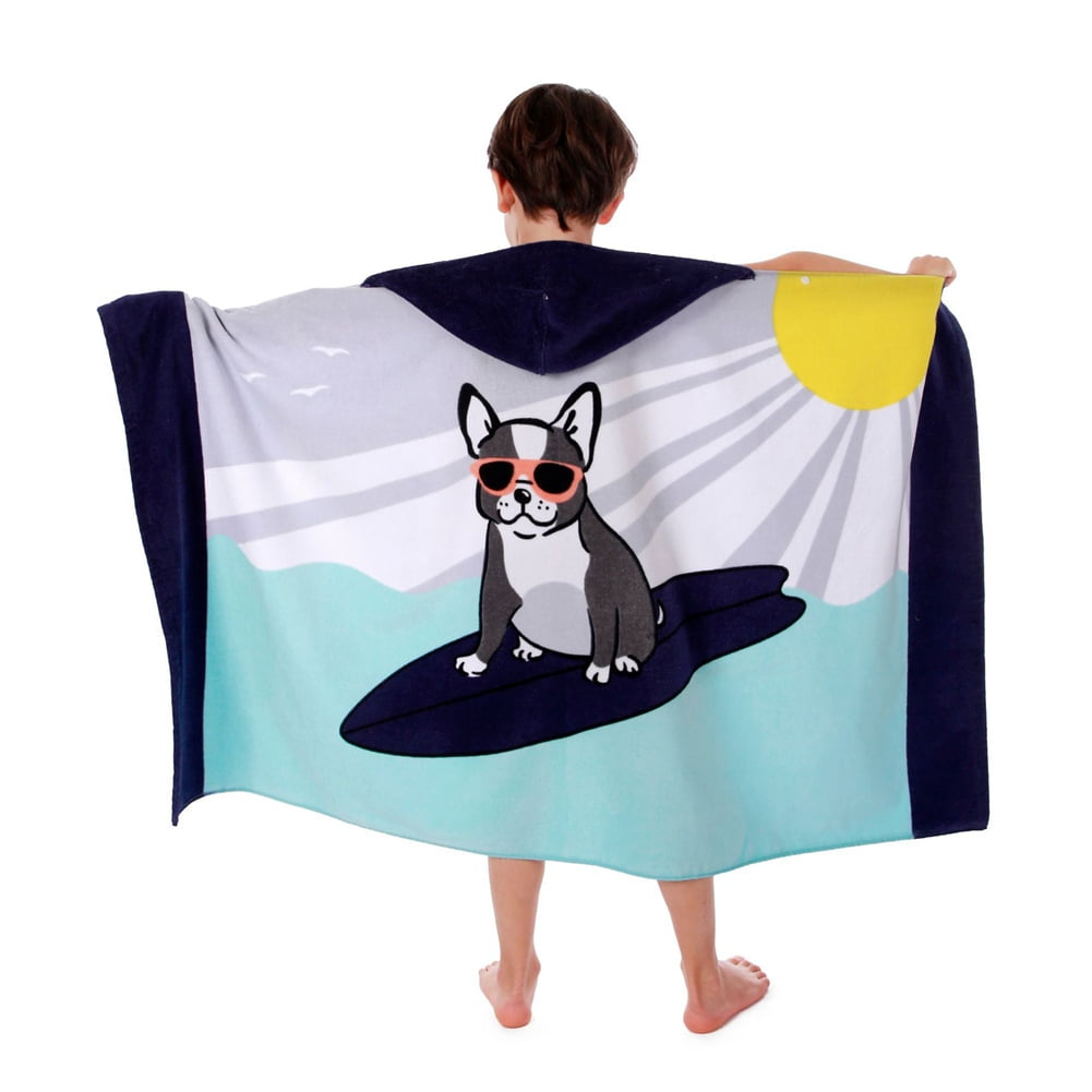 Kids Bathrobes Hooded Towels, Big Boys Girls Cartoon Hooded Wraps Beach Pool Bath Towel Poncho Cotton Towel, 30"x50", 3-12 Years