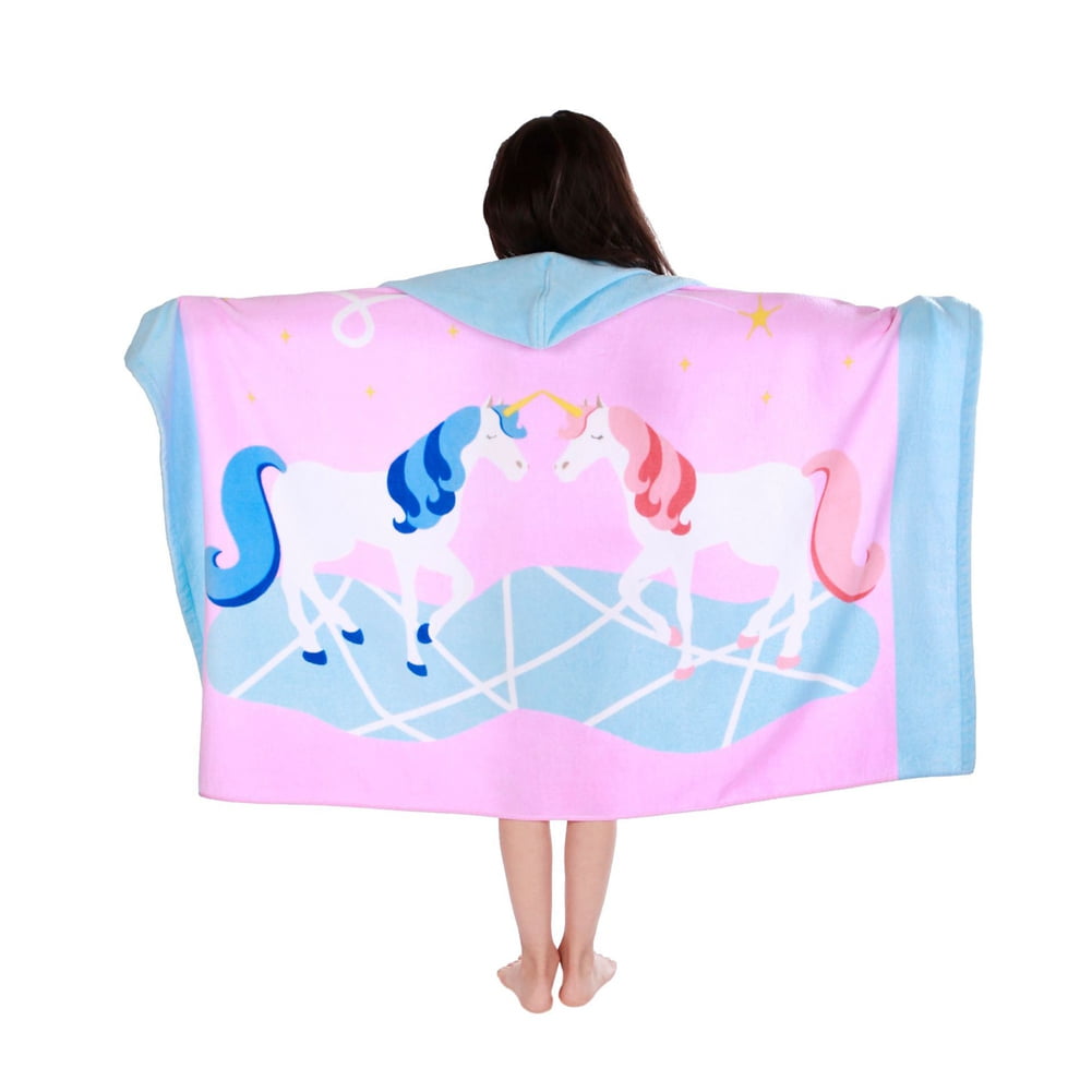 Kids Bathrobes Hooded Towels, Big Boys Girls Cartoon Hooded Wraps Beach Pool Bath Towel Poncho Cotton Towel, 30"x50", 3-12 Years