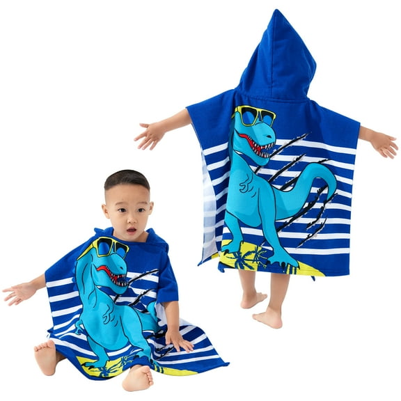 Kids Bathrobes Hooded Towels, Uccdo Baby Boys Girls Cartoon Hooded Wraps Beach Pool Bath Towel Poncho, 23"x47", 2-7 Years