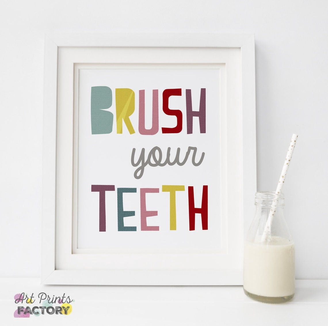 Kids Bathroom Brush Your Teeth Sign, Kids Bathroom Wall Decor, Multi ...