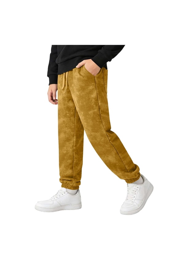 Kids Batik Jogger Pants Casual Elastic Waist Drawstring Trousers with Pockets, Big Boys Girls Loose Sports Long Pants