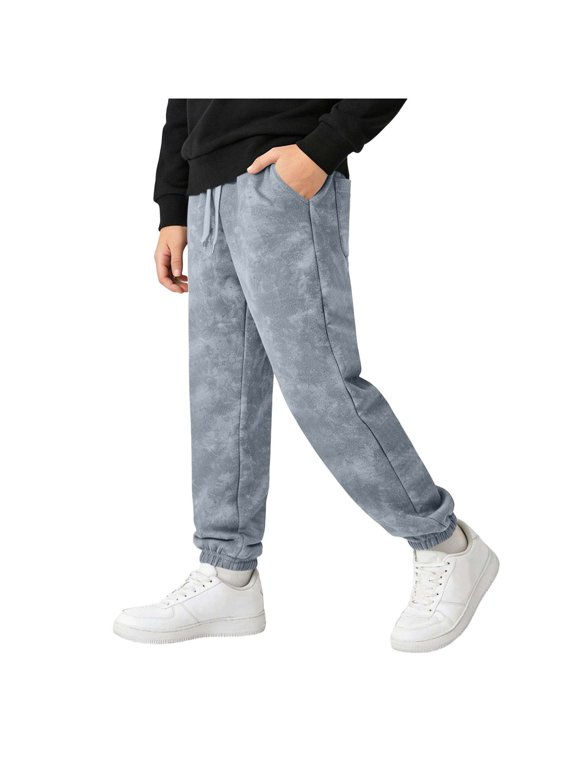 Kids Batik Jogger Pants Casual Elastic Waist Drawstring Trousers with Pockets, Big Boys Girls Loose Sports Long Pants
