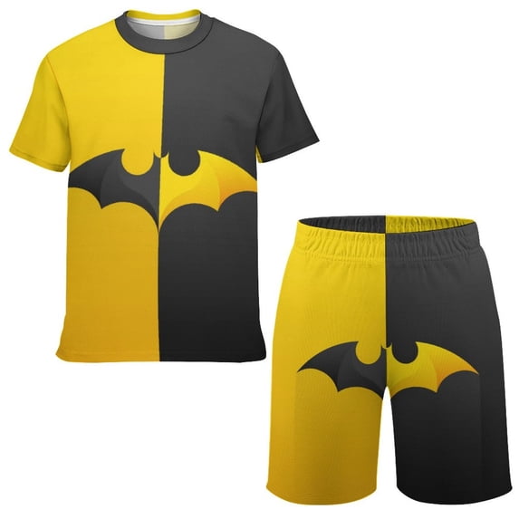 Kids Batman Athletic T-Shirt And Mesh Shorts Outfit Set Mesh Clothing Set for Boys
