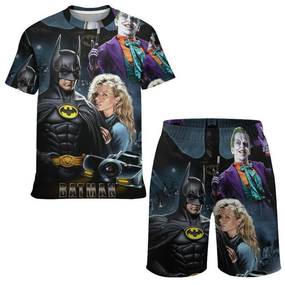 Kids Batman Athletic T-Shirt And Mesh Shorts Outfit Set Mesh Clothing Set for Boys