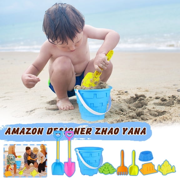Kids Beach Dredging Toys Set with Bucket, Rake, Brush, Sieve, Water Pot & 4 Colorful Shovels for Sand Play  Summer Outdoor Sandcastle Building Toys for Ages 3-8