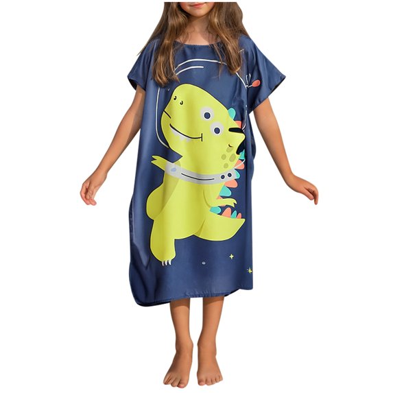 Kids Beach Hooded Poncho Towels Funny Kimono Swim Changing Robe Quick Dry Cover Up Swimsuit Soft Towel Green, Free Size