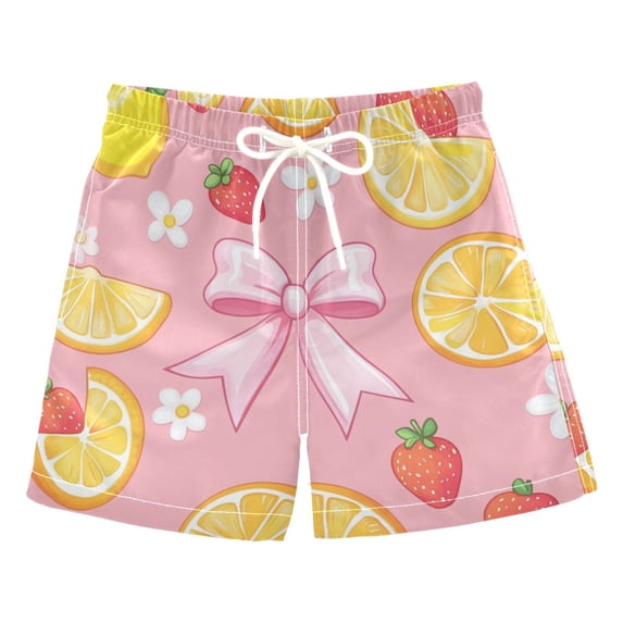 Kids' Beach Pants Comfortable Swim Trunks Bow Ribbon and Orange Shorts for Pool Vacation and Lounge Wear 5T
