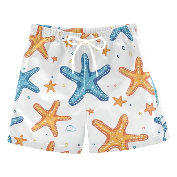 Kids' Beach Pants Comfortable Swim Trunks Colorful Starfish Pattern Shorts for Pool Vacation and Lounge Wear X-Small