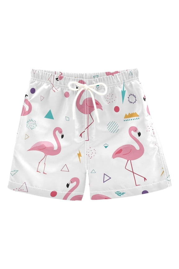 Kids' Beach Pants Comfortable Swim Trunks Cute Flamingo Pattern Shorts for Pool Vacation and Lounge Wear 5T